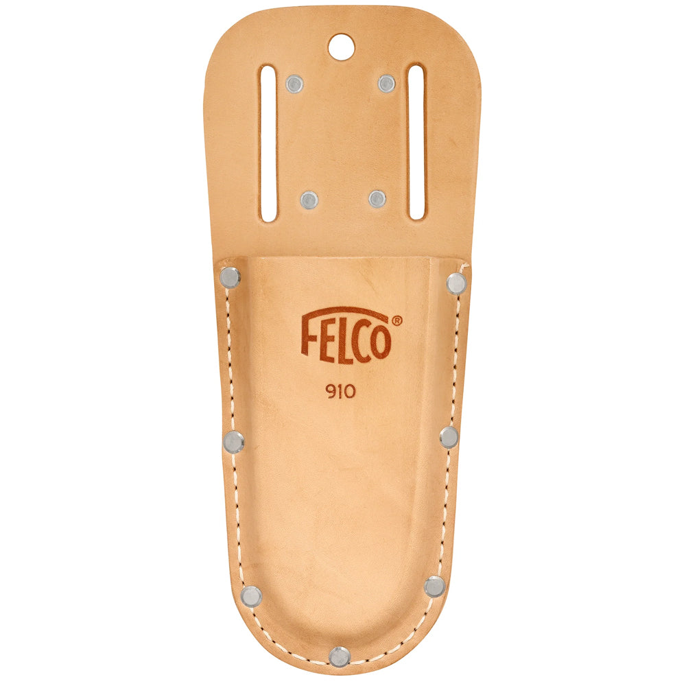 Genuine leather Felco holster with belt loop and clip. Keeps your secateurs on hand, out of the weather and off the ground. isolated on white background